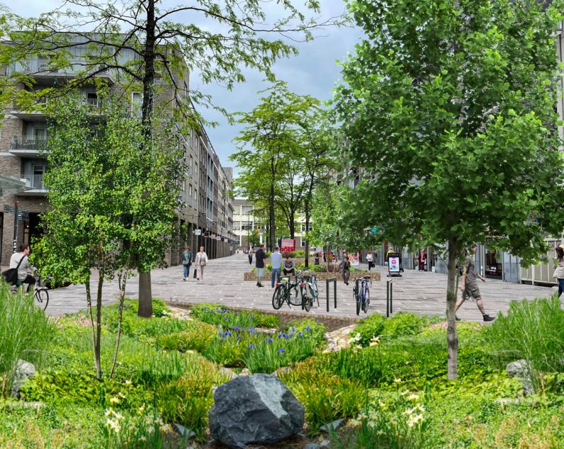 Een toekomstbeeld van het Genkse Stadsbos © Stad Genk