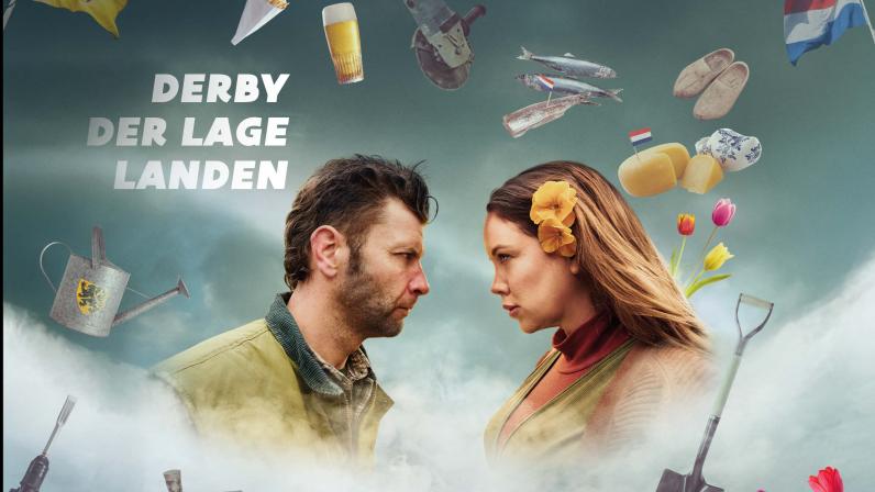 Bartel Van Riet en Anne Wieggers zijn ambassadeurs Tegelwippen voor de Derby der Lage Landen. © VK Tegelwippen / Departement Omgeving