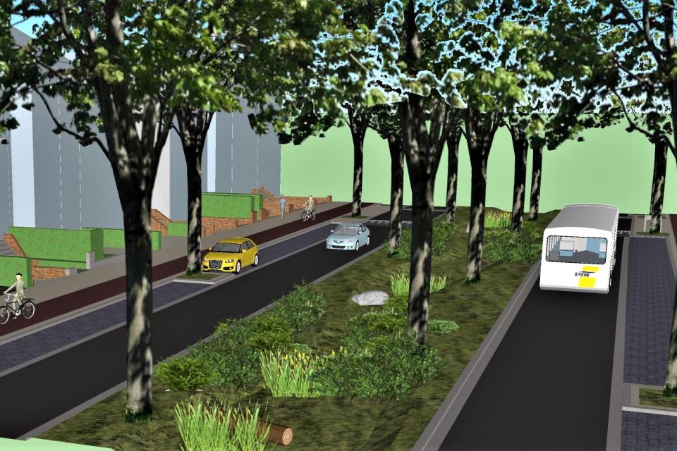 Simulatiebeeld van de herinrichting van de Catershoflaan. © Witteveen + Bos