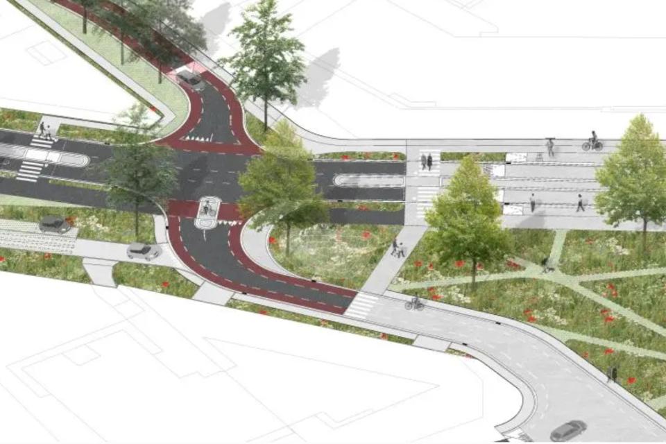 Ontwerptekening van de Evence Coppéelaan © Departement Omgeving / Stad Genk