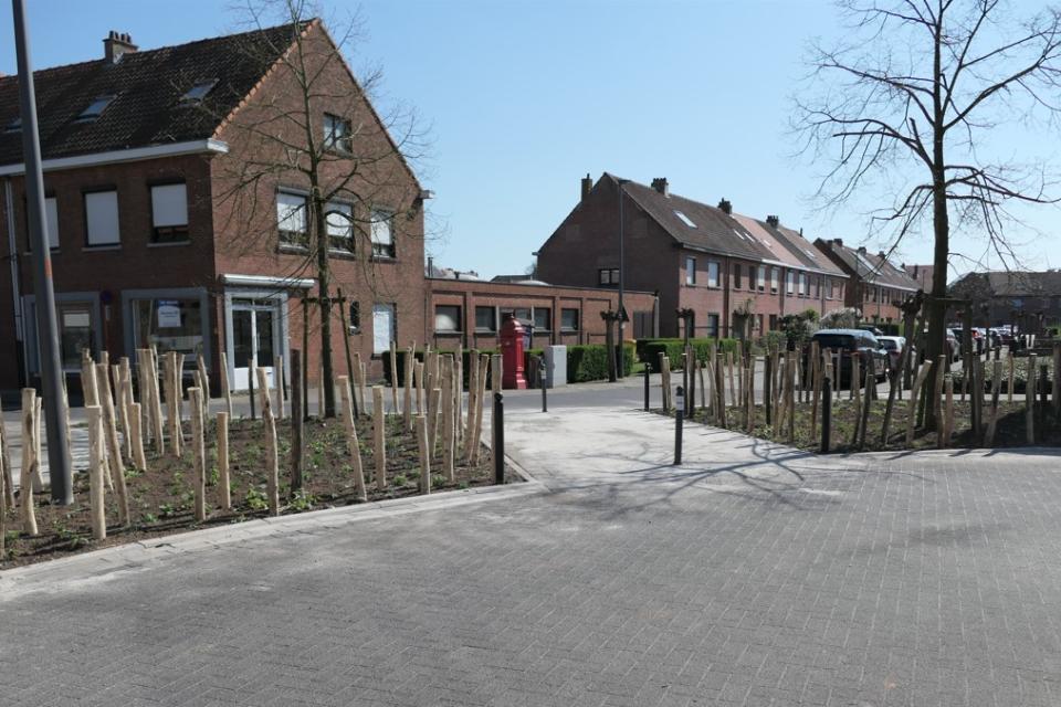 Het net aangelegde Groene Hoekje ter hoogte van de Taeymanslaan. © provincie Antwerpen