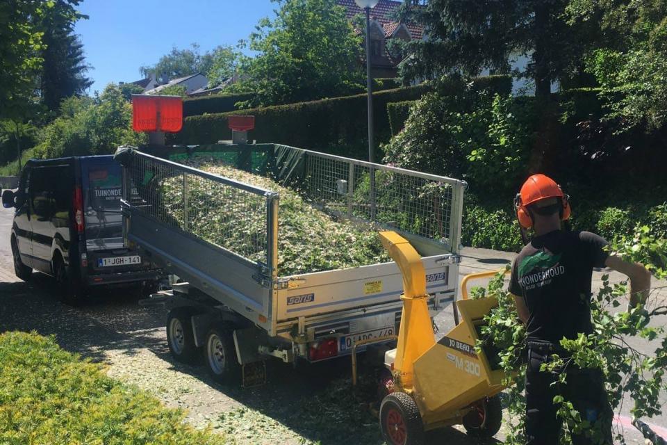 Verhakselen van takken en groenafval