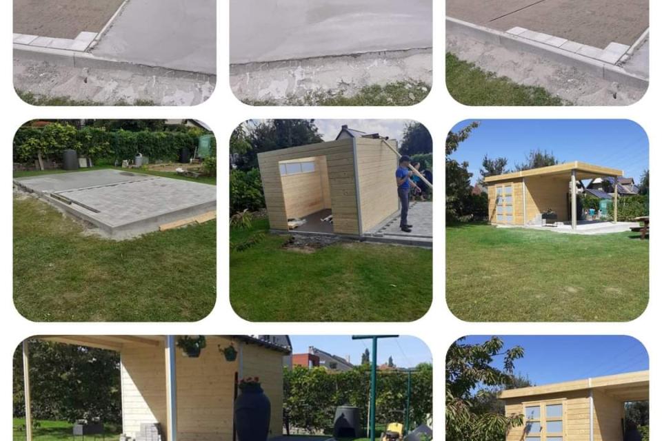 plaatsen fundering en tuinhuis