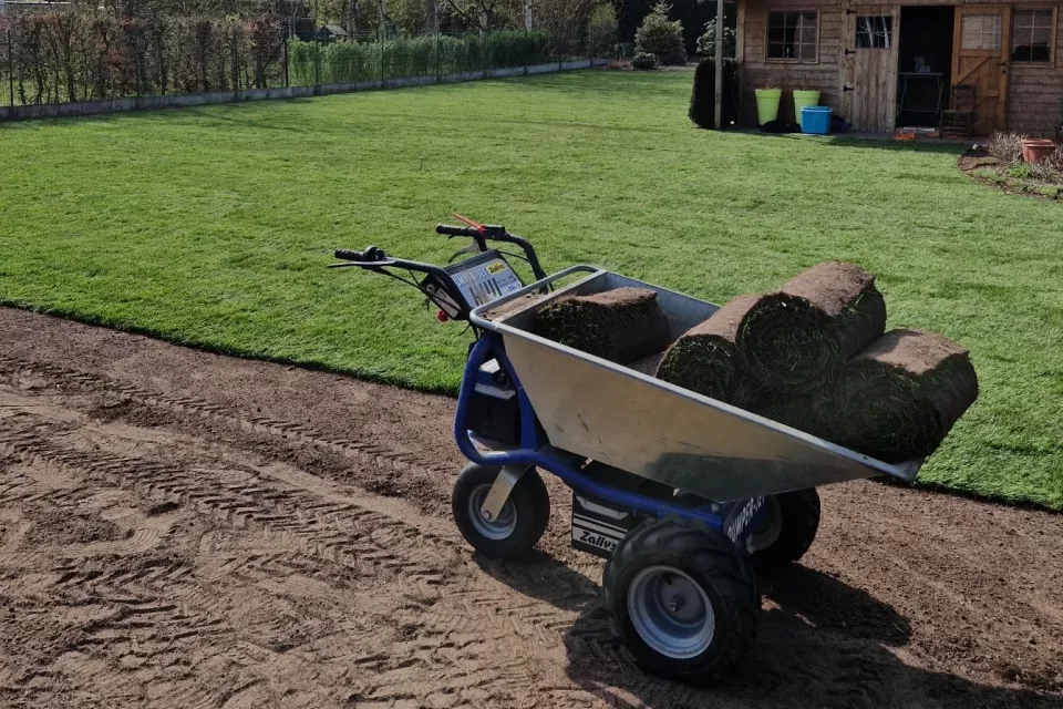 Aanleg van gazon met graszoden