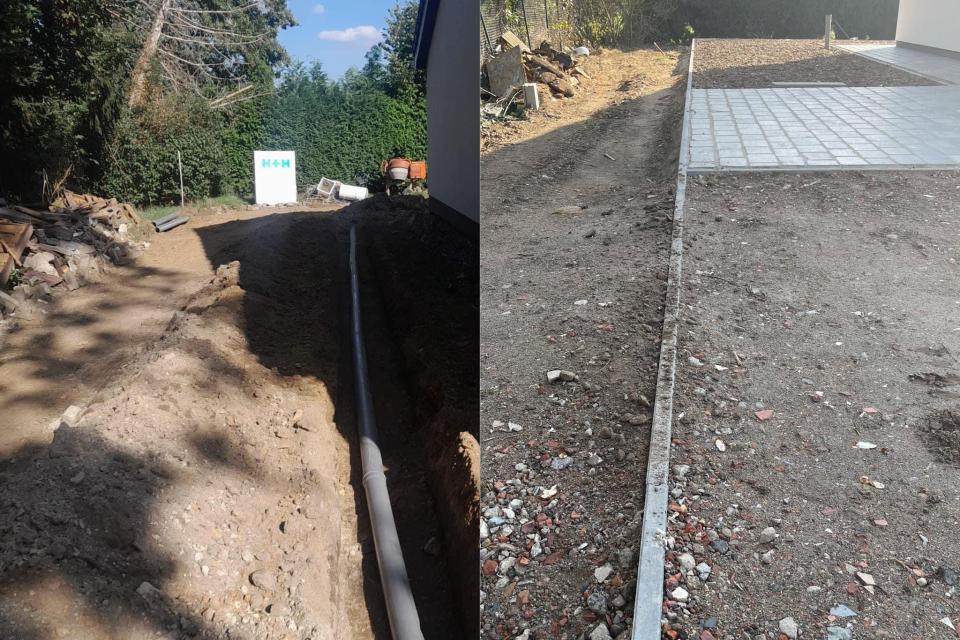 Voor en tijdens (riolering en terrasaanleg) 