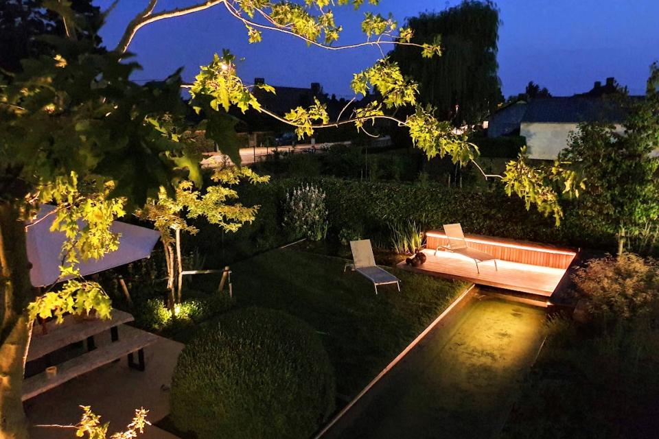 cosy garden by night