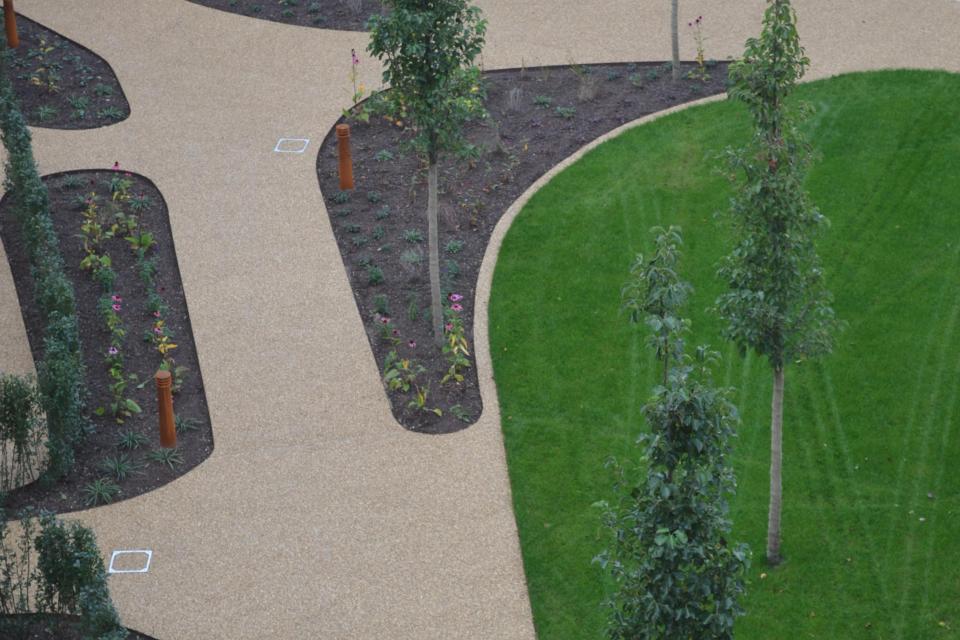 Daktuin met een ecologisch karakter, regenwater wordt optimaal opgevangen en gebruikt, een soortenrijke beplanting helpt de biodiversiteit een handje