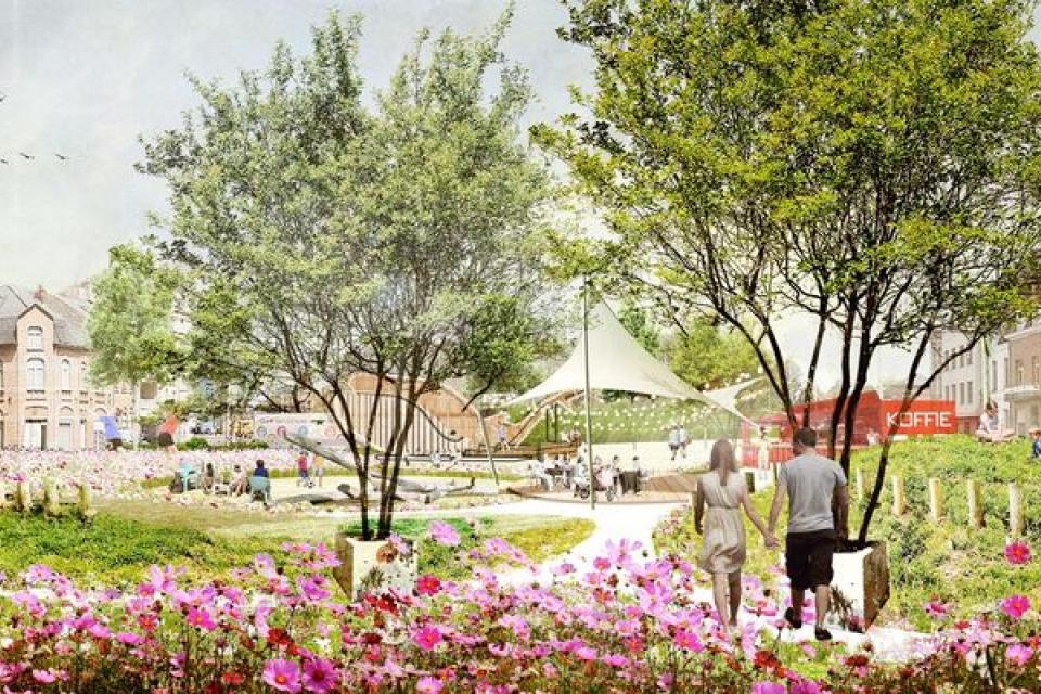 Dendermonde / Betonnen parking wordt groene ontmoetingsplek